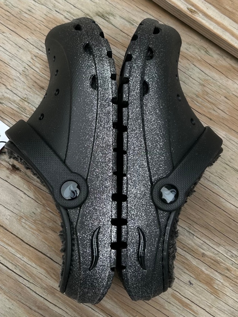 Skechers Foamies Arch Fit Black Glitter Fur Lined Clog Size 8 NWT